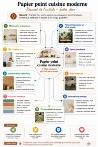 Papier peint cuisine moderne : idées déco tendance, styles scandinaves, panoramiques et lessivables pour une cuisine élégante et pratique.