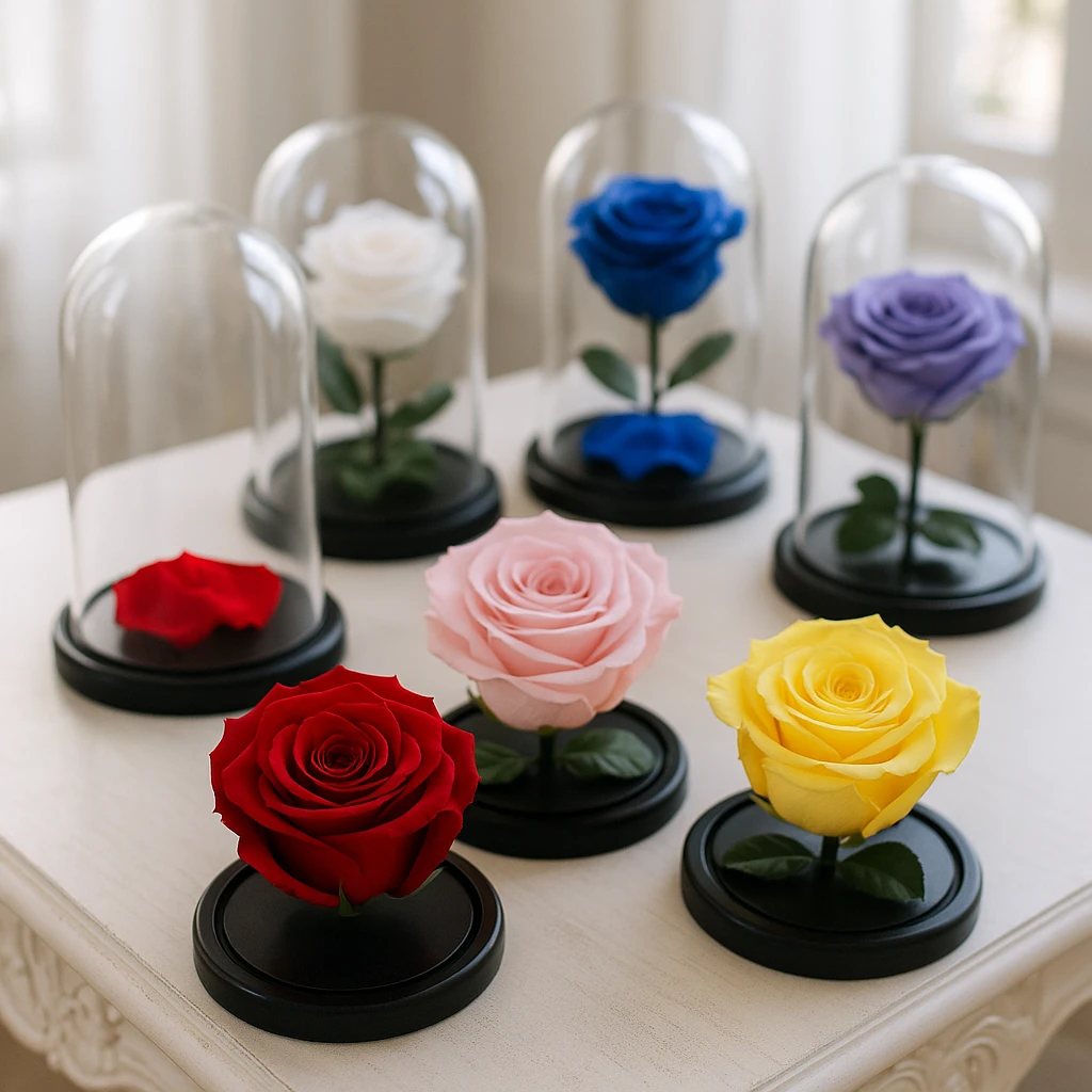 Comparatif de couleurs de roses éternelles pour choisir le bon modèle