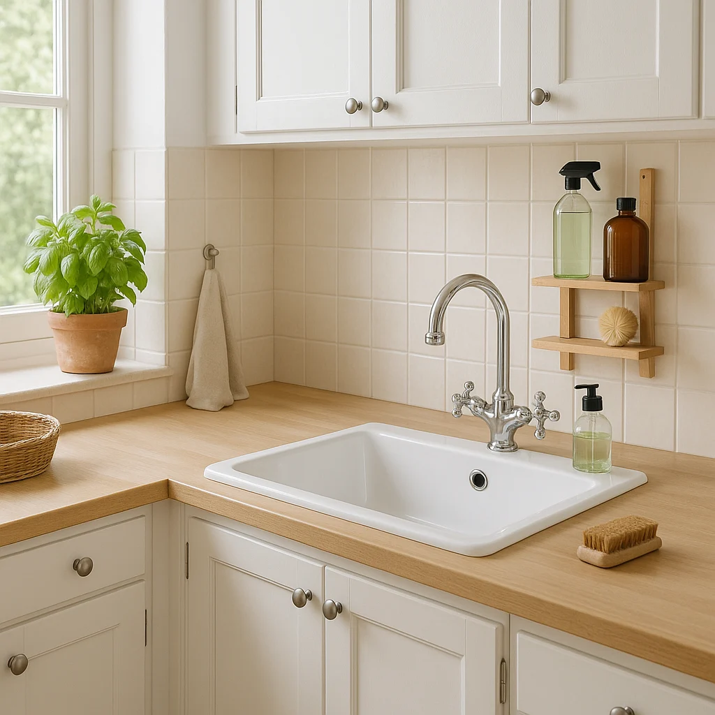 Des astuces de nettoyage efficaces pour une maison éclatante ! 2 Cuisine propre et lumineuse avec plan de travail net