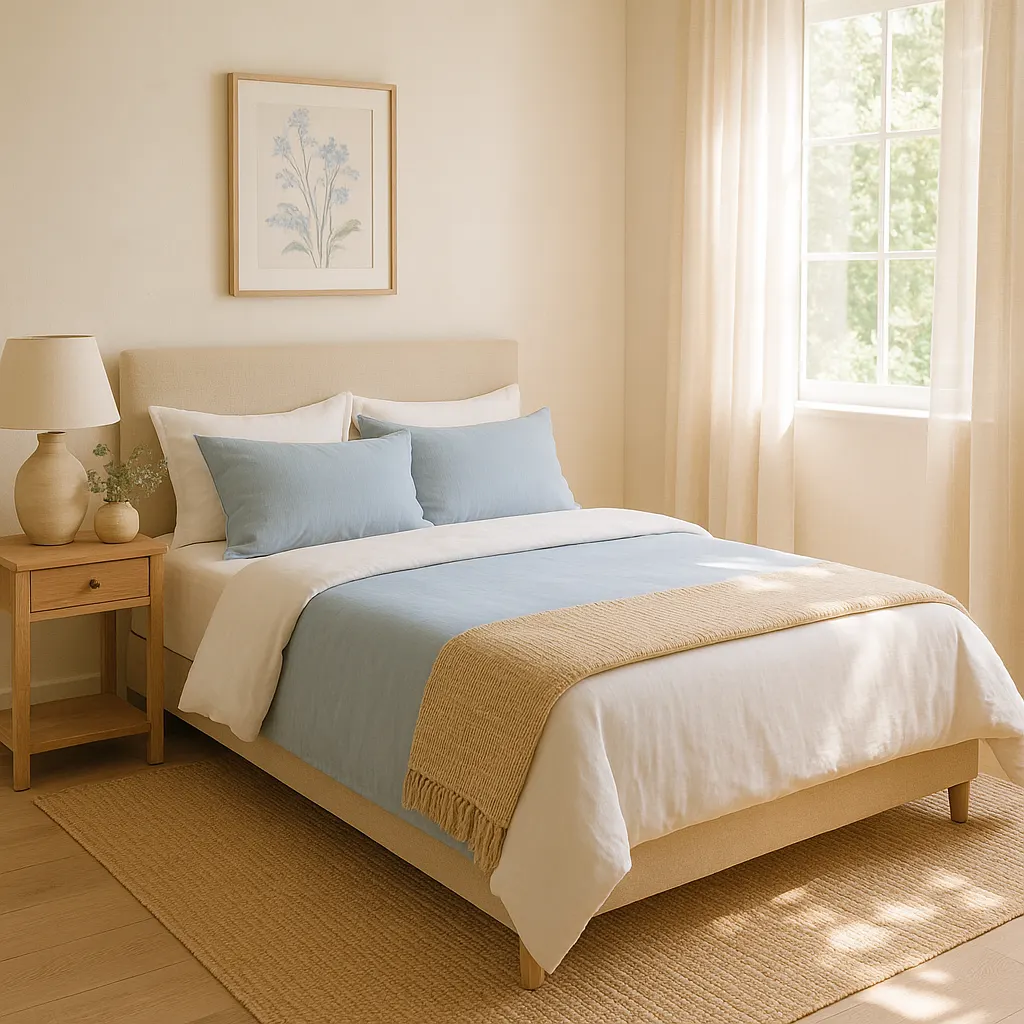 Décoration de chambre estivale avec une couverture naturelle