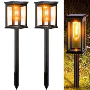 Comment choisir un éclairage extérieur décoratif ? 6 Bornes solaires noires avec lanterne LED pour éclairer une allée de jardin
