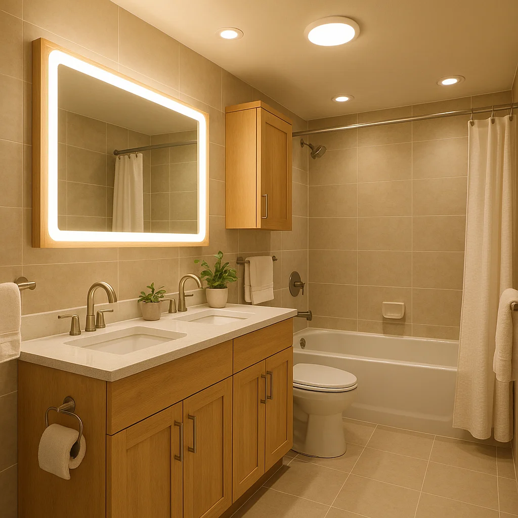 Exemple d’éclairage complet pour salle de bain familiale