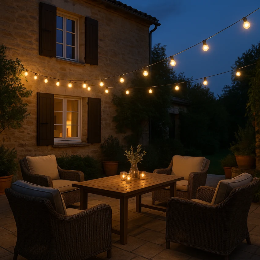 Guirlande guinguette : comment bien éclairer sa terrasse ? 1 guirlande guinguette terrasse