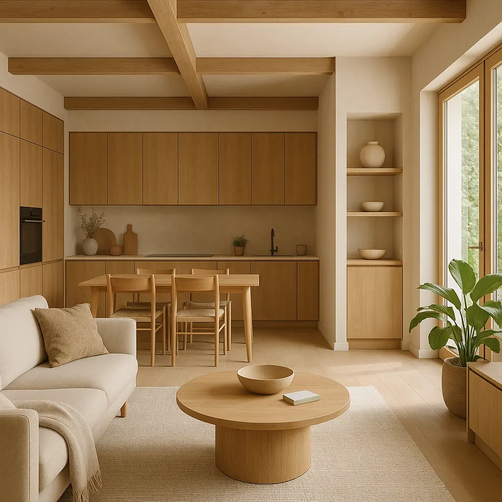 Intérieur harmonieux avec décoration cohérente et fonctionnelle
